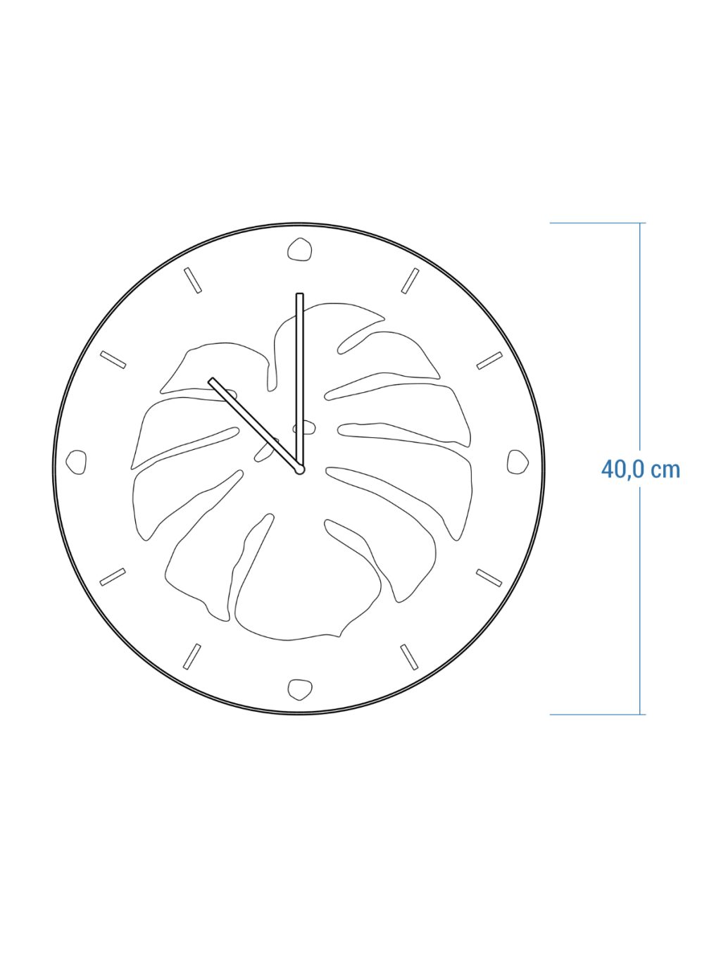 Inlaid Wooden Clock Monstera 40 cm - Image 4
