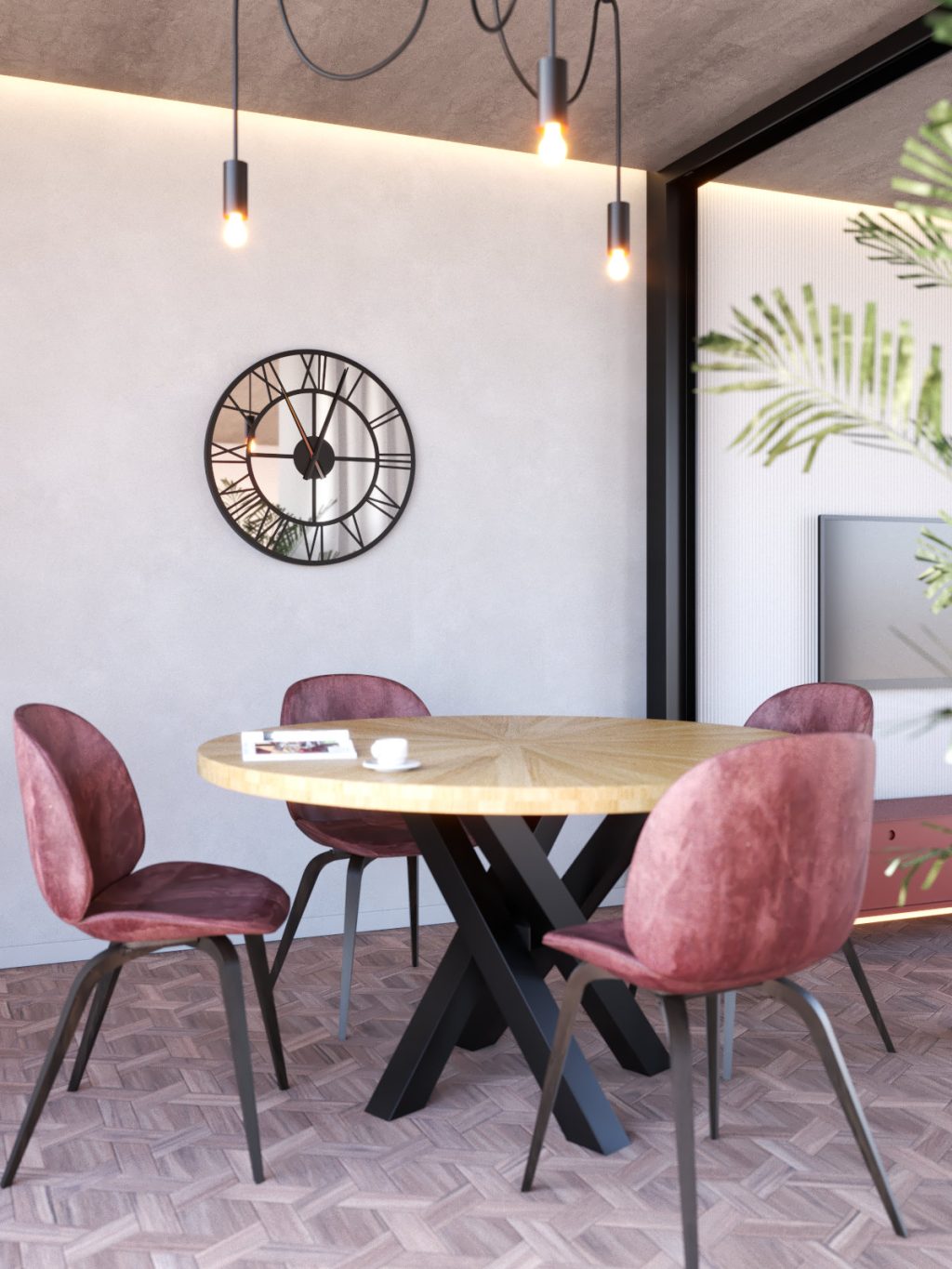 Metal Mirror Wall Clock Roma Loft 70 cm - Image 2