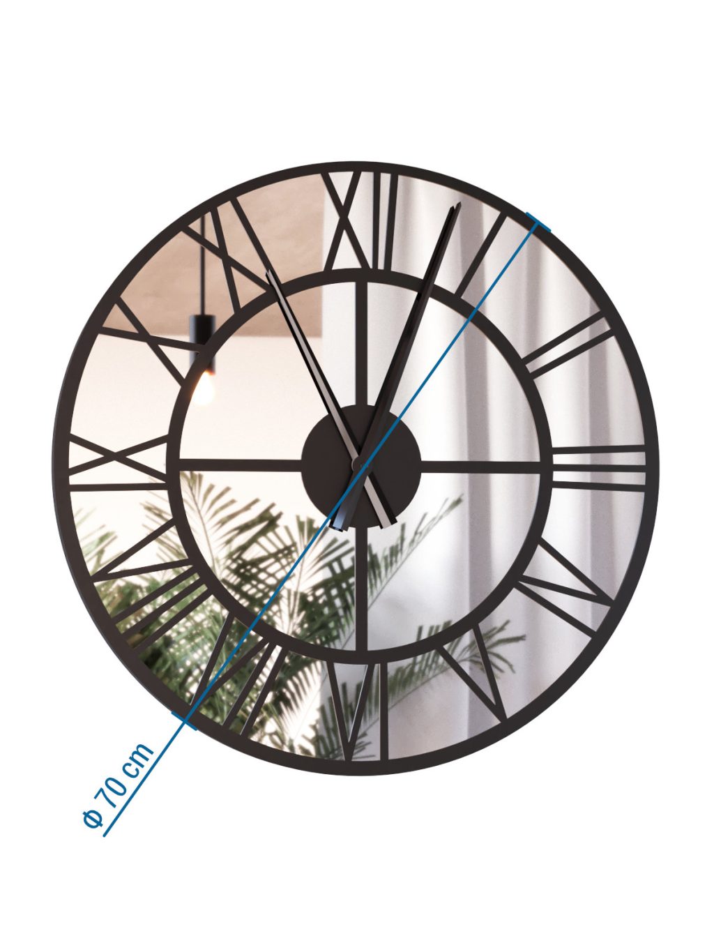 Metal Mirror Wall Clock Roma Loft 70 cm - Image 3