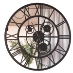 Metal Mirror Wall Clock Loft Gears 100 cm