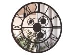 Metal Mirror Wall Clock Loft Gears 60 cm