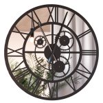 Metal Mirror Wall Clock Loft Gears 70 cm