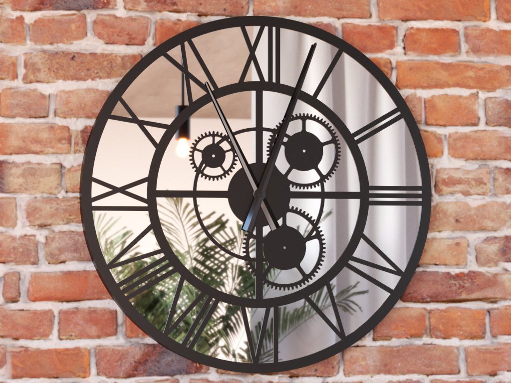 Metal Mirror Wall Clock Loft Gears 70 cm - Image 4
