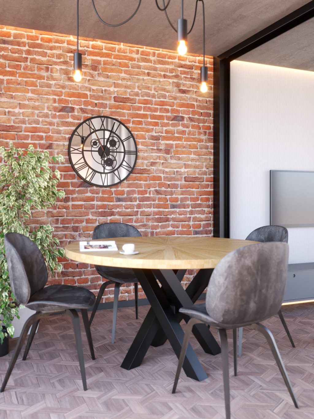 Metal Mirror Wall Clock Loft Gears 70 cm - Image 2