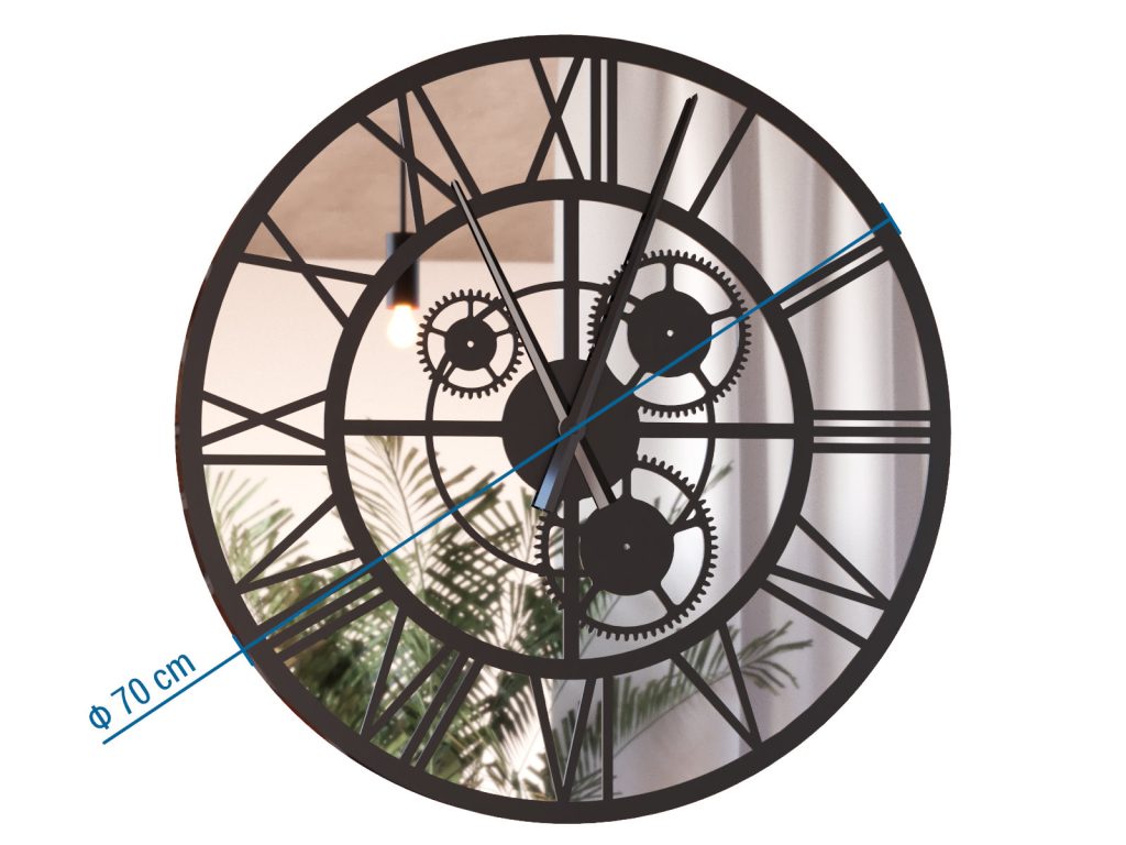 Metal Mirror Wall Clock Loft Gears 70 cm - Image 3