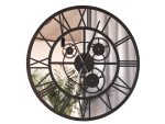Metal Mirror Wall Clock Loft Gears 80 cm