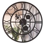 Metal Mirror Wall Clock Loft Gears 90 cm