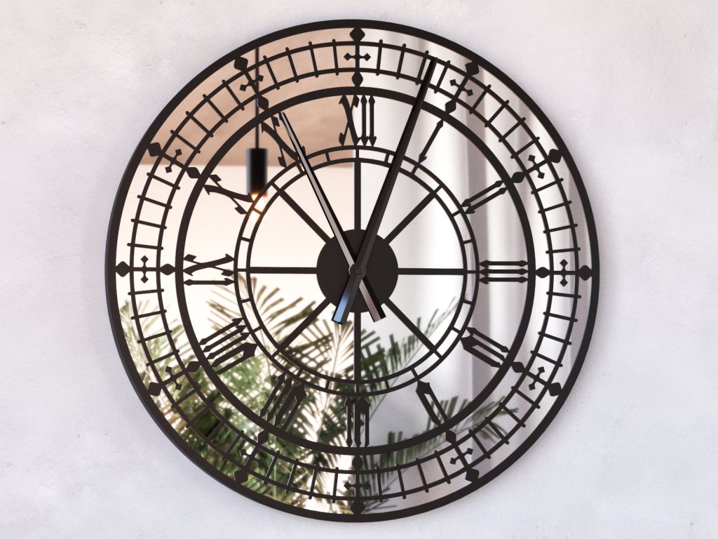 Metal Mirror Wall Clock Big Ben 70 cm - Image 4