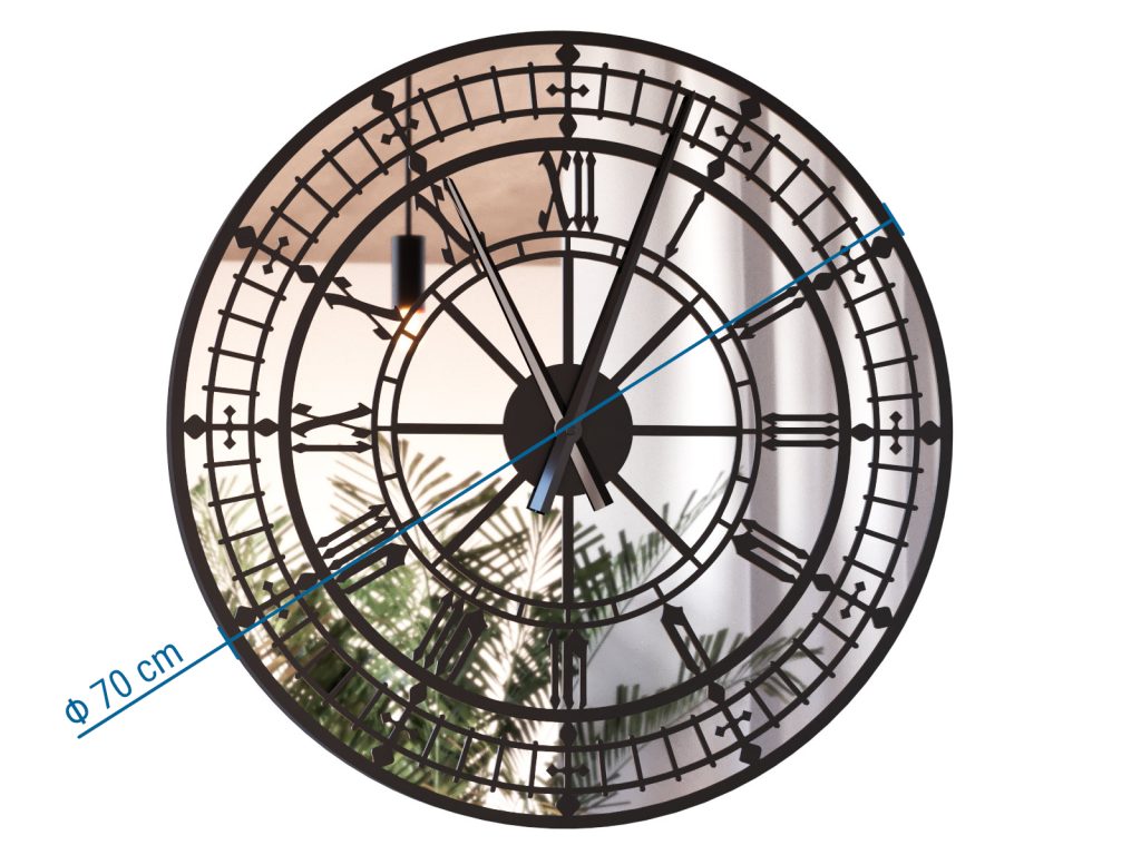 Metal Mirror Wall Clock Big Ben 70 cm - Image 3