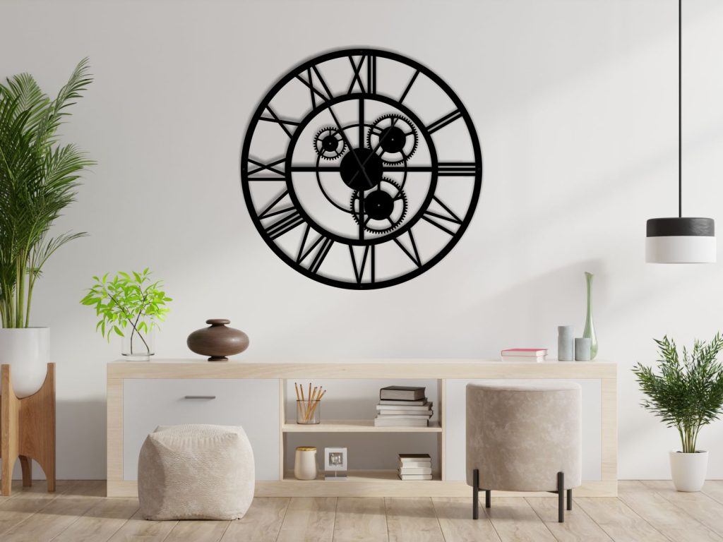 Large Metal Gear Clock Loft 100 cm - Image 2
