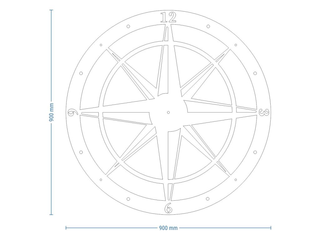 Large Wall Clock Wind Rose 100 cm - Image 8